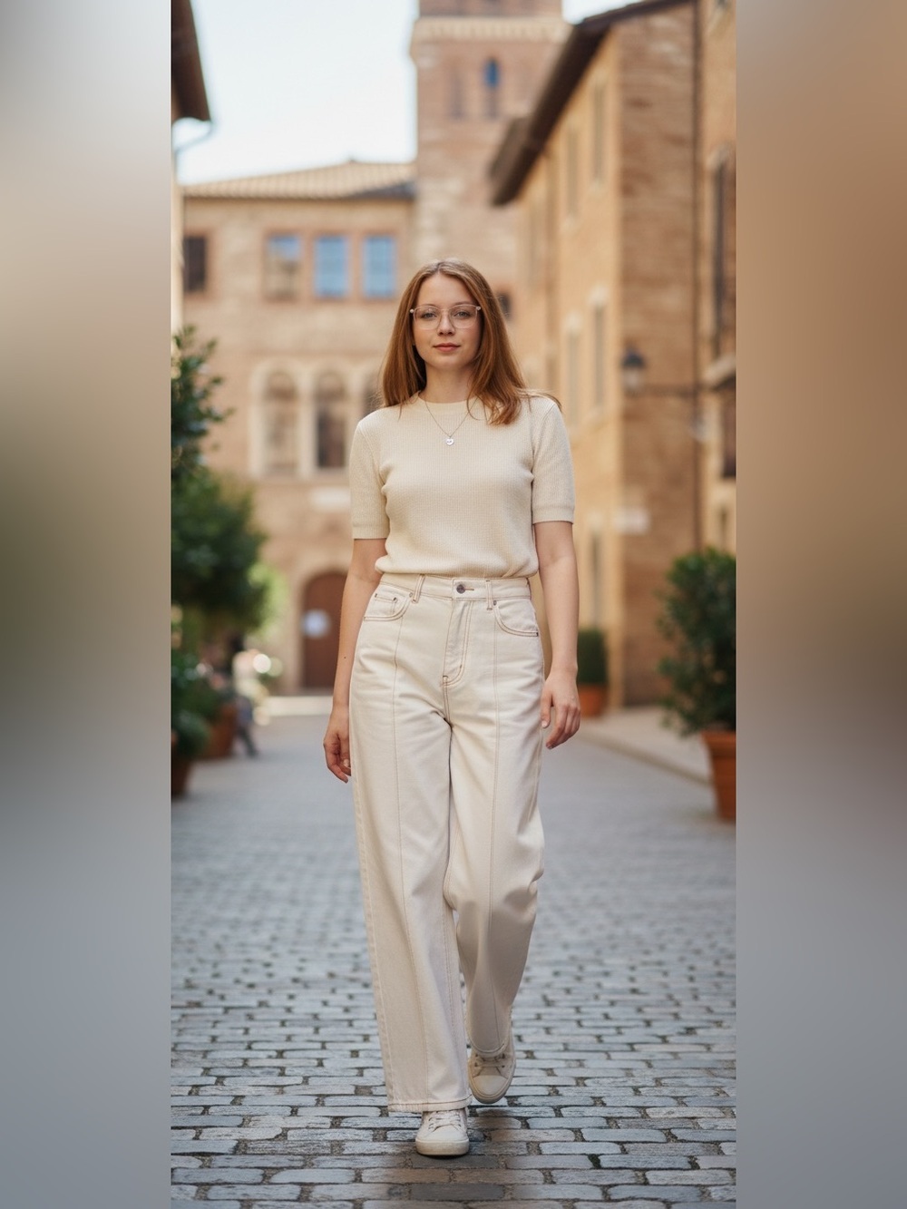 Pilcro Cream Straight-Leg High-Rise Jeans
